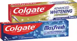 Coles Colgate Advanced Whitening & Tartar or Max Fresh Toothpaste 200g offer