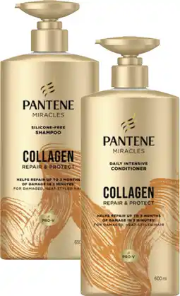 Coles Pantene Miracles Collagen Repair & Protect Shampoo 650mL or Conditioner 600mL offer