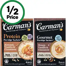 Woolworths Carman’s Porridge Sachets-8 offer