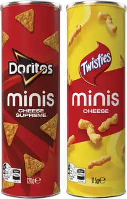 Coles Twisties or Doritos Minis 115g-120g offer
