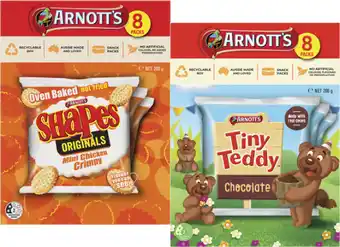 Coles Arnott's Bluey, Tiny Teddy or Shapes Crackers 7 Pack-8 Pack 168g-200g offer
