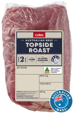 Coles Coles Australian No Added Hormones Beef Roast Topside offer