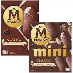 Woolworths Streets Magnum or Magnum Minis 360-400ml Pk 4-6 offer