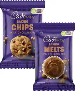 Coles Cadbury Baking Chocolate Chips, Melts or Block 165g-225g offer