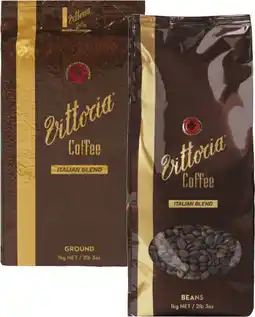 Coles Vittoria Italian Beans or Ground Coffee 1kg offer