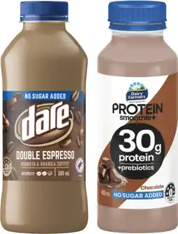 Coles Dairy Farmers Protein Smoothie 400mL or Dare Iced Coffee 500mL offer