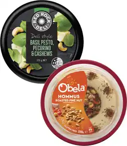Coles Obela Garnished Hommus Dip 200g or Red Rock Deli Dip 135g offer