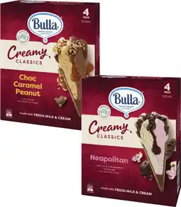 Coles Bulla Creamy Classics Ice Cream Cones 520mL offer