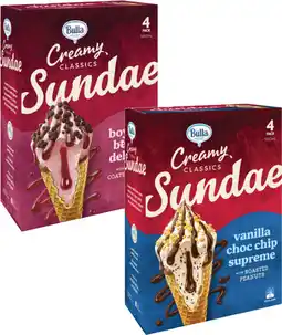 Coles Bulla Creamy Classics Ice Cream Sundae Cones 580mL offer