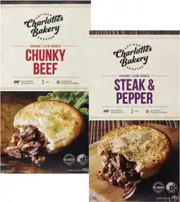 Coles Charlotte's Bakery Slow Cooked Beef Pies 400g offer
