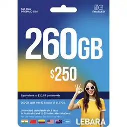 Woolworths Lebara $250 Starter Pack† offer