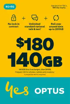 Coles Optus $180 Prepaid SIM offer