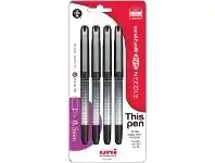 Officeworks Uniball Uni-Ball Eye Needle Micro Rollerball Pens Black 4 Pack offer