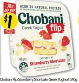 NQR Chobani Flip Strawberry Shortcake Greek Yoghurt offer