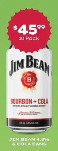 Thirsty Camel Jim Beam Bourbon & Cola offer