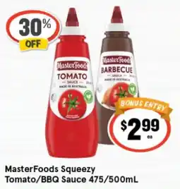 IGA Xpress MasterFoods Squeezy Tomato/BBQ Sauce offer