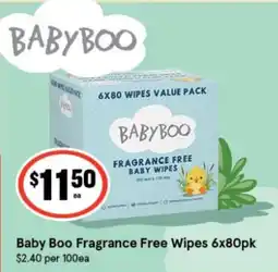 IGA Xpress Baby Boo Fragrance Free Wipes offer