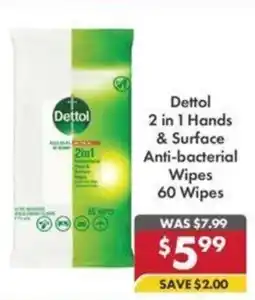 Pharmacy4Less Dettol 2 in 1 Hands & Surface Anti-bacterial Wipes offer