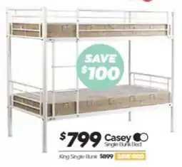ComfortStyle Furniture & Bedding Casey Single Bunk Bed offer