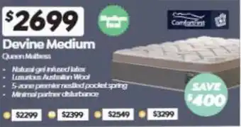 ComfortStyle Furniture & Bedding Devine Medium Queen Mattress offer