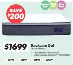 ComfortStyle Furniture & Bedding Backcare Gel Queen Mattress offer