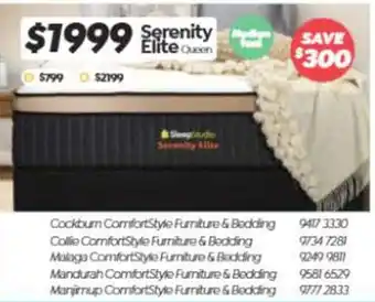 ComfortStyle Furniture & Bedding Serenity Elite Queen offer