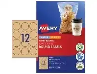 Officeworks Avery 12UP Round Labels Kraft 15 Sheets offer