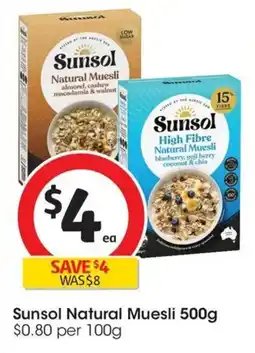 Coles Sunsol Natural Muesli offer