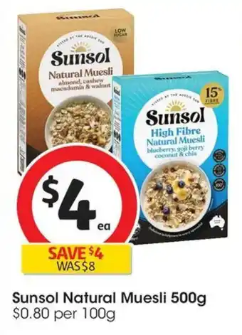 Coles Sunsol Natural Muesli offer