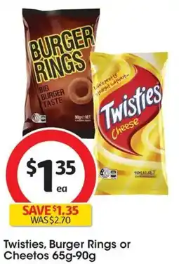 Coles Twisties, Burger Rings or Cheetos offer