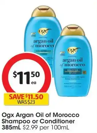 Coles Ogx Argan Oil of Morocco Shampoo or Conditioner offer
