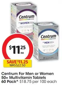 Coles Centrum For Men or Women 50+ Multivitamin Tablets offer