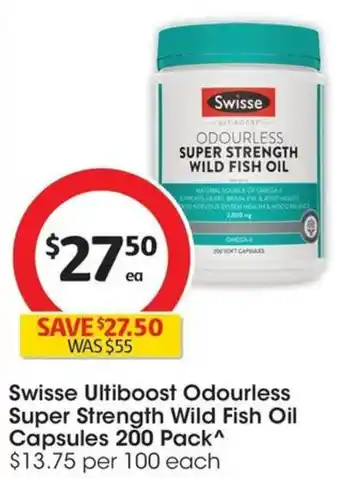 Coles Swisse Ultiboost Odourless Super Strength Wild Fish Oil Capsules offer