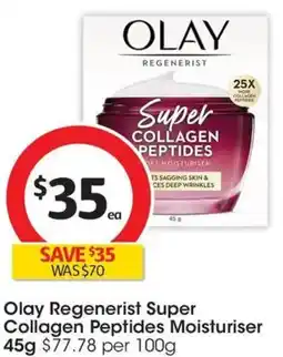 Coles Olay Regenerist Super Collagen Peptides Moisturiser offer