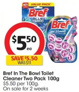 Coles Bref In The Bowl Toilet Cleaner Two Pack offer
