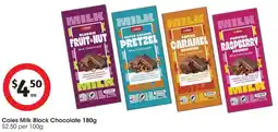 Coles Coles Milk Block Chocolate offer