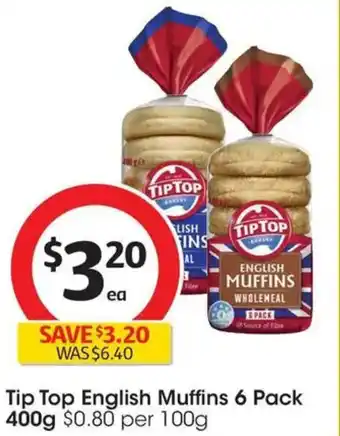 Coles Tip Top English Muffins offer
