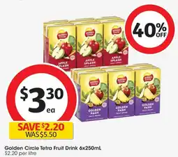 Coles Golden Circle Tetra Fruit Drink offer
