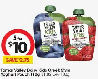 Coles Tamar Valley Dairy Kids Greek Style Yoghurt Pouch offer