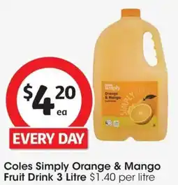 Coles Coles Simply Orange & Mango Fruit Drink offer
