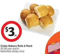 Coles Coles Bakery Rolls 6 Pack offer