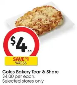 Coles Coles Bakery Tear & Share offer