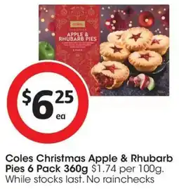 Coles Coles Christmas Apple & Rhubarb Pies 6 Pack offer