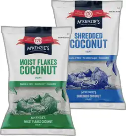 IGA McKenzie’s Coconut 150‑225g Selected Varieties offer