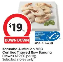 Coles Karumba Australian MSC Certified Thawed Raw Banana Prawns offer