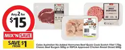 Coles Coles Australian No Added Hormones Beef Quick Cook Scotch Fillet offer