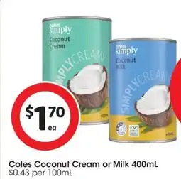 Coles Coles Coconut Cream or Milk offer
