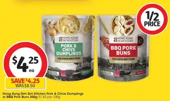 Coles Hong Kong Dim Sim Kitchen Pork & Chive Dumplings or BBQ Pork Buns offer