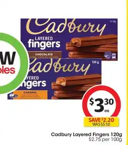 Coles Cadbury Layered Fingers offer