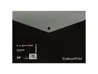 Officeworks Colourhide A4 Document Wallet Black/Grey offer